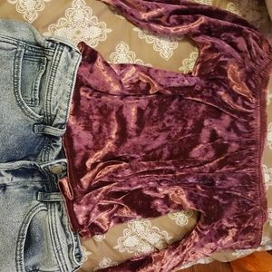 Hollister Pink Velvet Off Shoulder Top